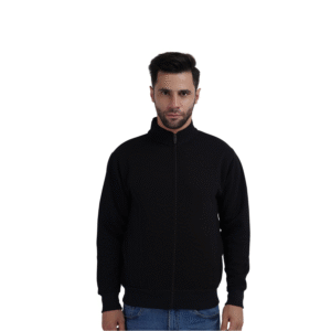 men’s black stand collar zip sweatshirt jacket